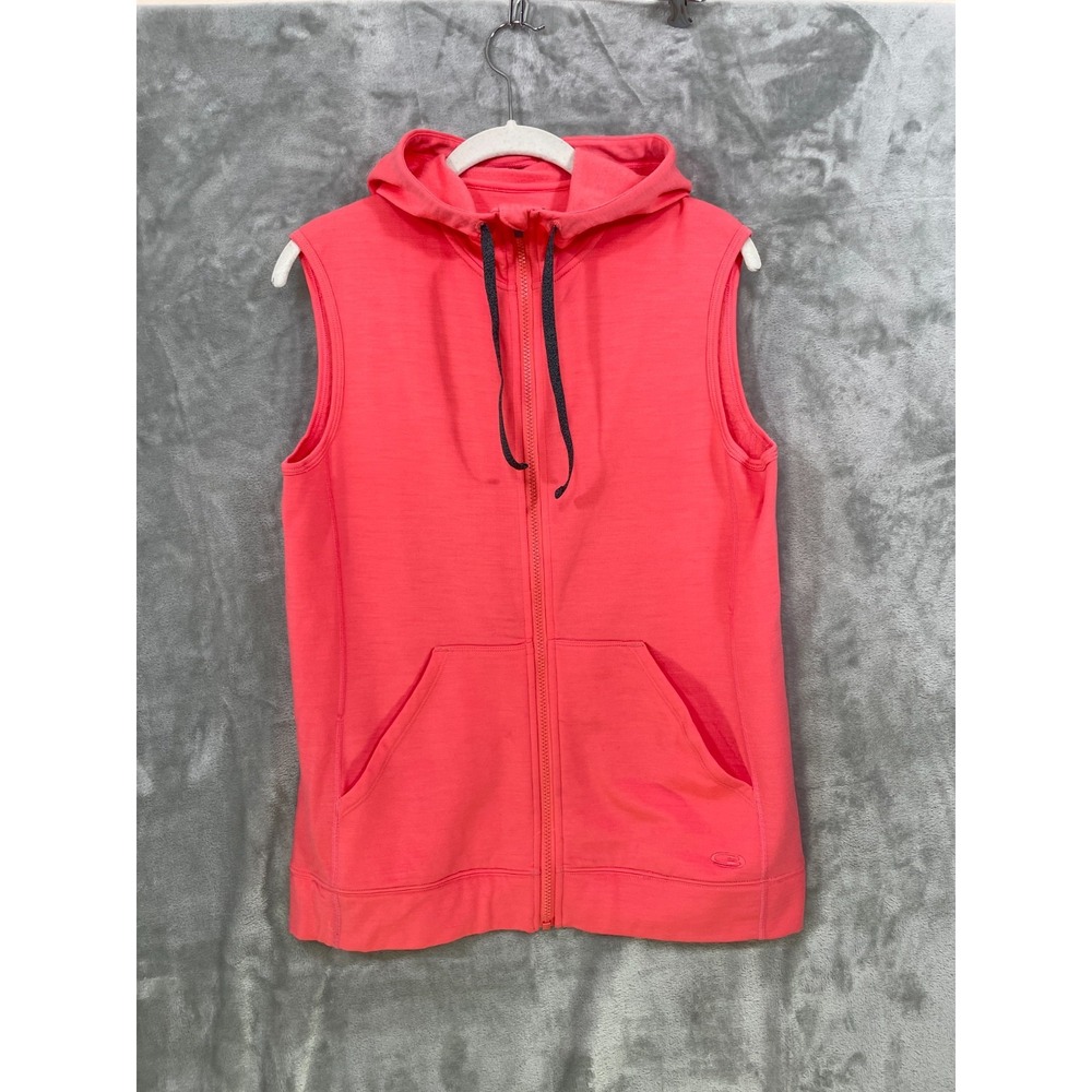 Icebreaker Merino Wool  RealFleece Dia Hooded Vest Women Size L Pink Full Zip
